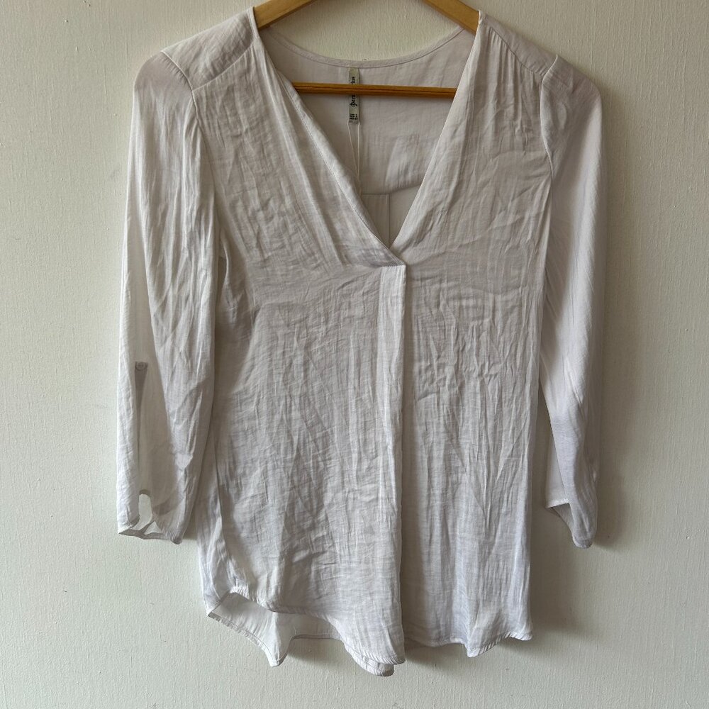 Stradivarius Edwardian Top‎ Small White Gypsy Cottagecore Renfaire V-neck